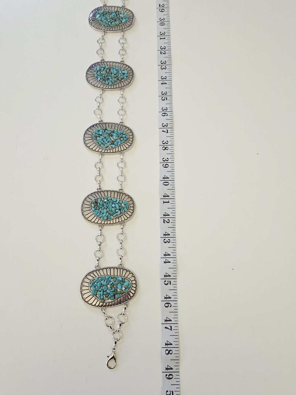 Turquoise Stone Double Chain Waist Belt - Picture 6 of 7